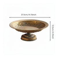 Vintage Metal Tray Decorative Centerpiece Rustic Pedestal Tray for Dining Table