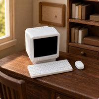 Realistic Look Retro Desktop Computer Model High Intricate Dollhouse Computer Set Plastic Miniature Electronics