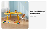 Kindergarten Half Moon Table Rounded Corners Kids Moon Shaped Table Easy to Clean Adjustable Activity Desk for Young Children, Home, Playroom