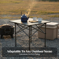 7 Pieces Foldable Collapsible Table and Chair Combo Lightweight Roll-up Table with Folding Chairs Sturdy Construction Camping Furniture Heavy-Duty for Campers, Families, Party Hosts, Market Stall, Picnics, Picnic, Backyard