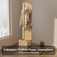 Rolling Hall Tree with Mirror Unrestricted Standing Garment Stand Mobile Design