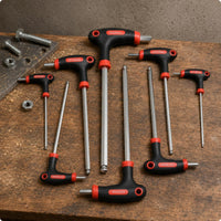 10 Pieces T-Handle Hex Key Set Hanging Holes Manual Tool Kit Red Accents