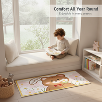Cartoon Lamb Velvet Bay Window Cushion, All-Season Balcony Mat, Skin-Friendly Bedroom Bedside Rug