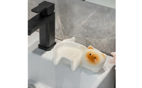 Cute Siamese Cat Soap Dish Adorable Cat Soap Dish Quick-Drying Easy to Clean for Kitchen Sink