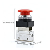 Aluminum Alloy Dome Push Button Valve Compact Button Type Pneumatic Valve Momentary Air for Machinists