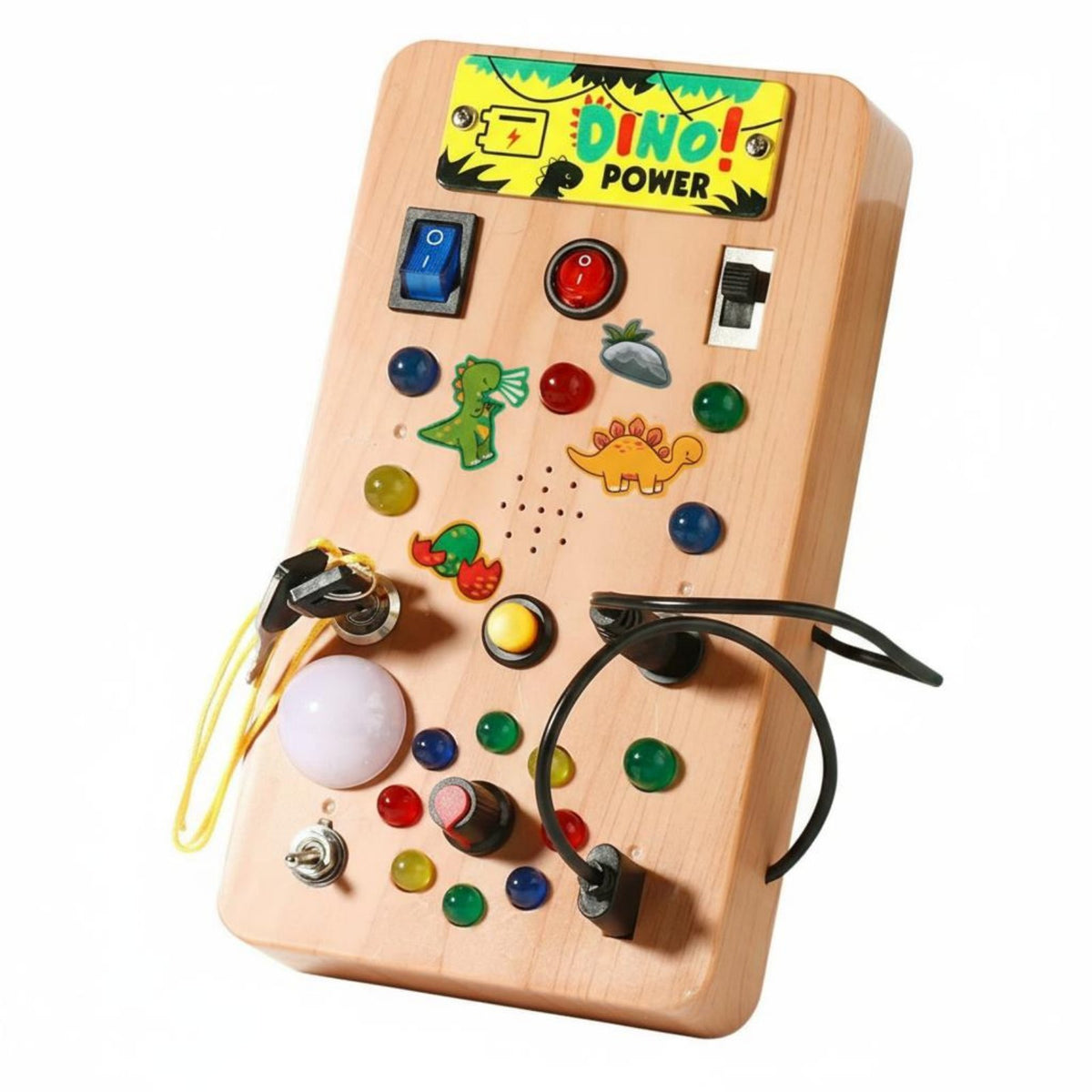 Develops Fine Movement Skills LED Illumination Control Board Rounded Edges LED Activity Board Dinosaur Theme for Toddlers
