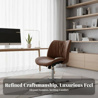 Height Adjustable Armless rotate Chair Minimalist aesthetic Office Furniture Ergonomic spinerest Computer Seating effortless Rolling Casters for Home Workers, Students, Adults, Study Room, Bedroom, Small Spaces