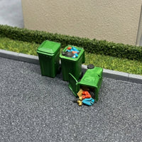 3 Pieces Handmade 1:64 Scale Trash Bin Realistic Miniature Waste Bin with Molded Lid Detailed Mini Waste Container Compact for Collectors