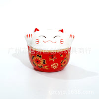 Lucky Sakura Ceramic Maneki-Neko Charm for Car or DIY Decor