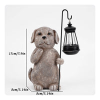 Standing Garden Figurine with Lantern Sculpted Outdoor Statue with Lantern Weathered Decor Decorative for Entryway