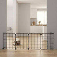 No-Drill Dog Barrier Panel Black Mesh Pet Gate Rectangular Grid Mesh Dog Barrier Iron for Doorways, Room Openings