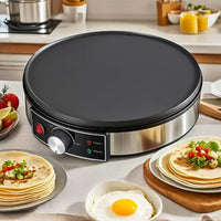 Even Heat Distribution Crepe Maker with Temperature Control Indicator Lights Crepe Maker Non-Stick Electric Griddle Countertop for Kitchen, Dorm Rooms