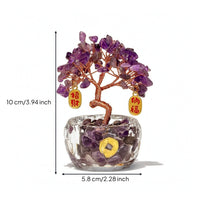 Feng Shui Prosperity Tree with Glass Base Miniature Crystal Prosperity Tree Wealth Ornament Prosperity for Desk, Office, Entryway