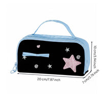 Star Pattern Pencil Pouch Cute Design Multi Layer Pen Bag Wide Opening Stationery Organizer for Students, Girls