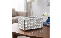 Tissue Box Cover Acrylic Tissue Box with Feet Tabletop Organizer Crystal-Cut Holder Rectangular for Vanity, Coffee Table