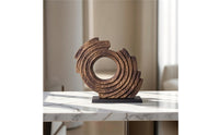 Spiral Loop Sculpture Bronze-Toned Abstract Decorative Sculpture Modern Decor Piece for Console Table