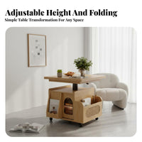 Transformable Elevate-Top Coffee Table Multi-Functional Living Room Furniture Space-Saving Design 360° Rolling Wheels