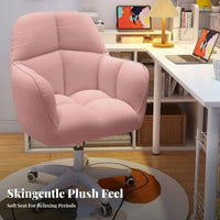 Ergonomic Backrest Upholstered Rolling Armchair Adjustable Height Desk Chair Compact Design Swivel Seat Modern Design for Students, Women, Light Ice Workers, Dormitory, Bedroom, Makeup Room, Vanity Area