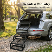 Ramp for Cars and SUVs with Metal Frame, Portable Pet Steps for Large Dogs, Foldable Stairs for Sofa, Steel Wire Construction