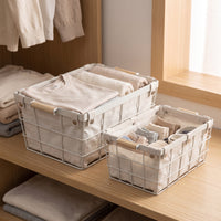 2 Pieces Portable Wire Storage Basket with Liner Lightweight Wire Basket with Wooden Handle Versatile Practical for Shelf