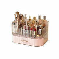 Dustproof Desktop Makeup Organizer with Drawers Large Capacity Multi-Compartment Makeup Box Space-Saving Vanity Holder Easy Reach for Women, Students, Dressing Table, Bedroom, Dorm Room, Bathroom Counter