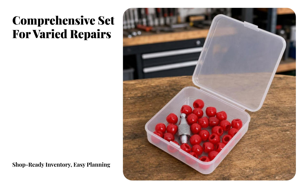 30 Pieces Indentation Repair Replacement | Threaded Metal Base, Knurled Grip Section, indentation Repair Heads with Rubber heads