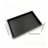 Brushed Shallow Display Tray Raised Sides Leather-Like Tray Rigid Frame Leather Desk Organizer Open Top