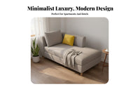 Nordic Design Upholstered Chaise Sofa Removable and Washable Cover Upholstered Chaise Lounge Solid Wood Frame Small Apartment Sofa Easy Assembly for Hotel Owners, Homeowners, Readers, Guest House, Bedroom, Home Pale Ice