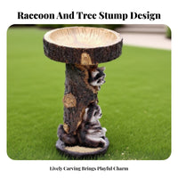 Raccoon Bird Bath Antique Design Resin Animal Sculpture Birdbath Weather-Resistant Resin Raccoon Statue for Gardeners, Yard, Patio