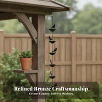 Bird Cup Rain Chain Weather-Resistant Bird and Cup Rain Chain Calming Waterfall Sound Hanging Rainwater Catcher for Gardeners, Patio, Porch