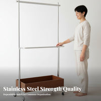 Rolling Clothes Rack with Shelf Multi-Functional Rolling Clothes Organizer Mobile Design Garment Intended for Students, Bedroom, Spacious Closet