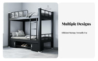Steel Bunk Bed High Weight Capacity Dormitory Bed Full-Length Guardrail Bedroom Furniture for Students, Adults Quarters, Dorm Room, Hostel