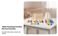 Multiple Play Modes Color and Shape Sorting Toy Develops Fine Movement Skills Wooden Shape Sorter Box Hand-Eye Coordination Color Sorting Box Natural Wood for Toddlers, Kids, Preschoolers, Preschool, Daycare