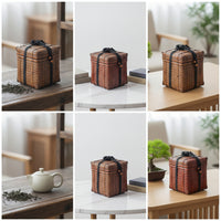 Bamboo Storage Box with Lid Handcrafted Storage Box with Lid Vintage Woven Basket for Collectors