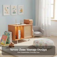 Rattan Woven Door Dog-Shaped End Table Playful creature Design Side Cabinet Multi-Purpose Home Furniture Narrow dimensions for Pet Lovers, Apartment Dwellers, Homeowners, Living Room, Bedroom, Entryway, Small Spaces