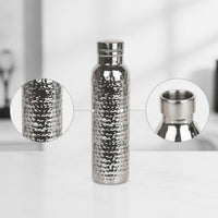 Hot and Cold Insulated Bottle with Cup Brush Leakproof Hammered Stainless Steel Bottle Portable Vessel Reusable for Athletes, Commuters, Travel, Camping, Gym, Office