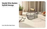 Easter Egg Basket Versatile Metal Wire Basket Minimalist for Decorators, Hobby Farmers, Holiday Decoration, Gardening, Farmhouse