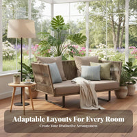 Waterresistant 4-Piece Woven Lounge set Weather-withstandant Garden Conversation Set Comfortable paddings Patio Seating Group Leisure elegant design for guest accommodation Managers, Homeowners, Sunroom, Balcony, Backyard, waterfront area