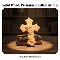 Vintage Design Carved Wooden Cross Exquisite Craftsmanship Solid Wood Messiah Ian Cross Sacred Design for Messiah Ians, Church, Easter