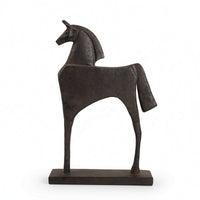 Horse Sculpture with Base Modern Standing Horse Statue Rustic Sculpture with Base for Home Stylists, Tabletop, Office