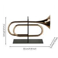 Gold Trumpet Book Stopper Modern Design Trumpet Bookend Creative Shape Metal Bookend for Study Room, Bookcase, Showroom