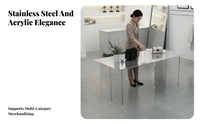 Stainless Steel Surface Display Table Minimalist Design Modern Boutique Island Table Spacious Surface Store Furniture for Visual Merchandisers