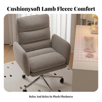 Adjustable Height Upholstered Rolling Armchair 360° Swivel Vanity Stool Luxuriously Soft Cushioning Desk Chair Sturdy Base for Women, Students, Adults, Bedroom, Study Room