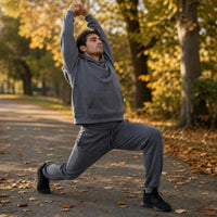 Men's Solid Color Hooded Sweatshirt & Pants Set Casual Sportswear