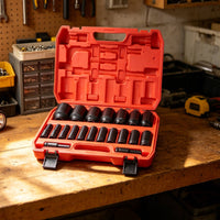 1/2-Inch Drive Deep Socket Set 20-Piece Impact Socket Set Rust-Resistant Tools Chrome Vanadium for Garage, Workshop