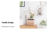 Hanging Wire Basket Nordic Design Wire Wall Basket Sturdy Construction Wire Mesh Hanging Holder for Homeowners, Students, Kitchen, Washroom