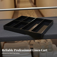 Multifunctional Hotel Service Cart Easy to Clean Hotel Linen Trolley Large Capacity Plastic Multi-Function Cleaning Cart Effortless-Rolling Casters for Housekeeping Personnel, Janitors, Cleaners, Restaurant, Hospital, Office Buildings