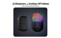 4 Volume Levels Wireless Entry Chime Set Memory Function Entry Chime Receiver and Transmitter 95 dB Wireless Chime Set Indicator Light