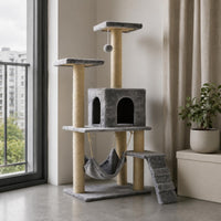 Hanging Sling Multi-Level Feline Tree Side Ramp Feline Climbing Tree Elevated Platforms Pet Furniture Sisal Rope