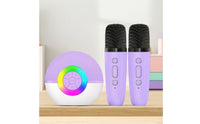 Bluetooth Karaoke Speaker with Wireless Microphones Light-up Portable Karaoke Machine Multicolor System Colorful for Children, Singers
